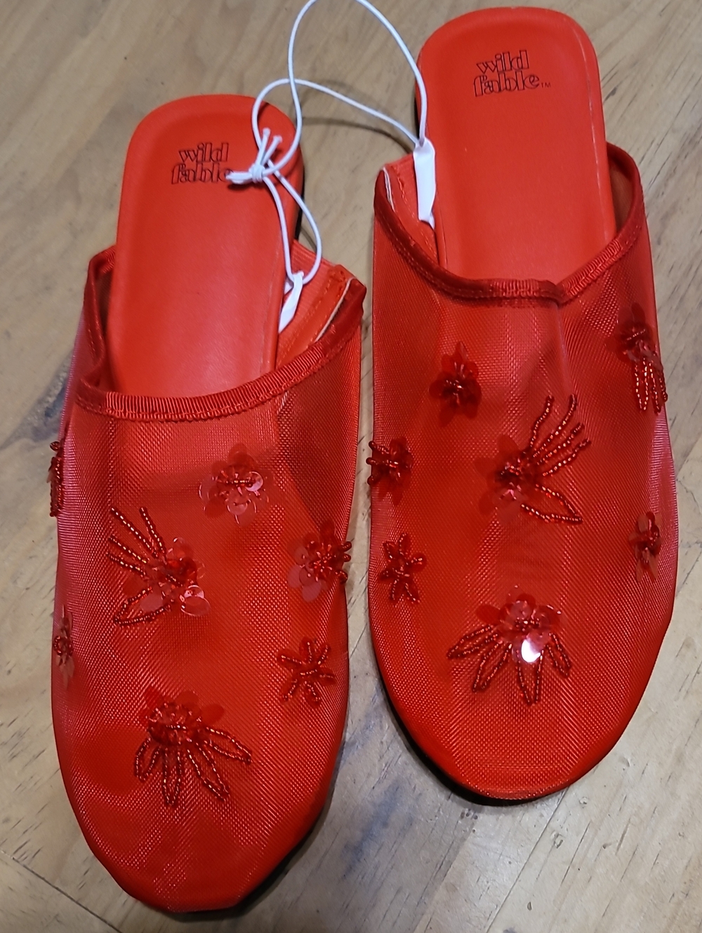 Target Red Beaded Mesh Slide Mules - Picture 1 of 7